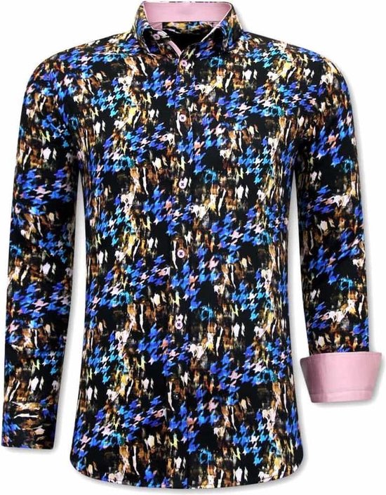 Luxe Gekleurde Heren Overhemden- 3068 - Roze /Zwart
