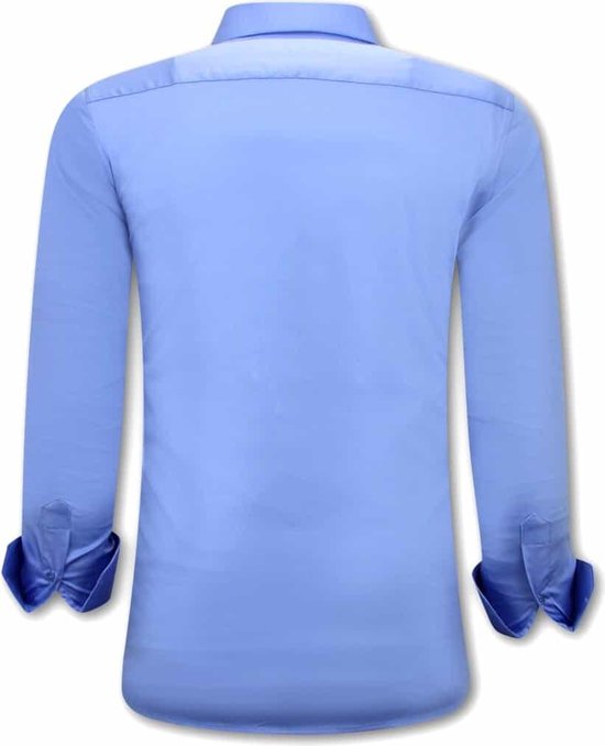 Luxe Blanco Heren Overhemden Lange mouw - Slim Fit - 3082 - Blauw