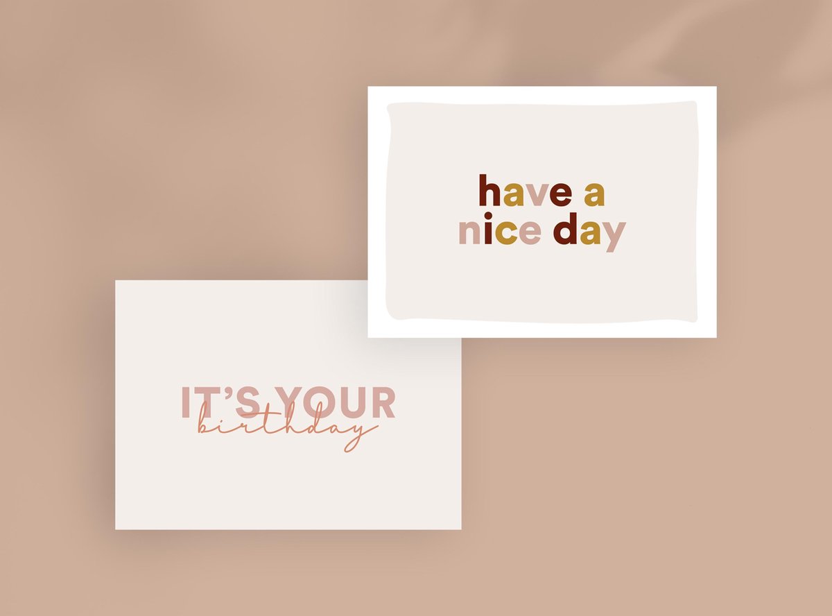 Set van 10 ansichtkaarten - naturel - verjaardag - gefeliciteerd - trots - succes - fijne dag | wenskaarten