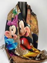 Sjaal mickey en minnie mouse in drie kleuren van dikker materiaal