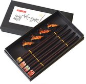 Asiansticks - Luxe Houten Chopsticks Met Houder - Sushiset voor 4 personen - Cadeauset