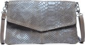 Manfield Snakeskin Schoudertas - Taupe