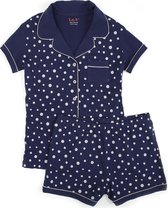 La V korte pyjamaset met stippenprint Donkerblauw 152-158