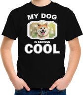 Akita inu honden t-shirt my dog is serious cool zwart - kinderen - Akita inu liefhebber cadeau shirt S (122-128)