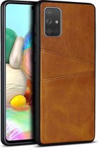 Card Case voor Samsung Galaxy A71 | PU Leren Back Cover | Luxe Telefoonhoesje | Pasjeshouder | Cognac Bruin