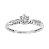 AËLRA 14K wit gouden damesring, 0,05 ct natuurlijke ronde solitaire diamant