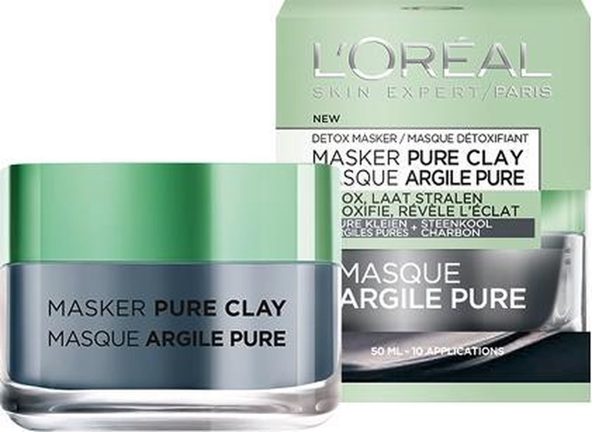 L'Oréal Paris Detoc Pure Clay Gezichtsmasker - 50 ml - Stralende Huid | bol