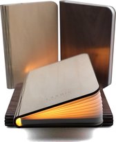 Boeklamp Hout Inclusief Boeklampje/Leeslampje met klem - Met 5 lichtkleuren en Dimfunctie - USB oplaadbaar- Boek Lamp Esdoorn wit hout 21.5x17 cm