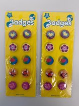 Accessoires: sierlijke buttons met opdruk - set van 2 keer 10 stuks (multicolor)
