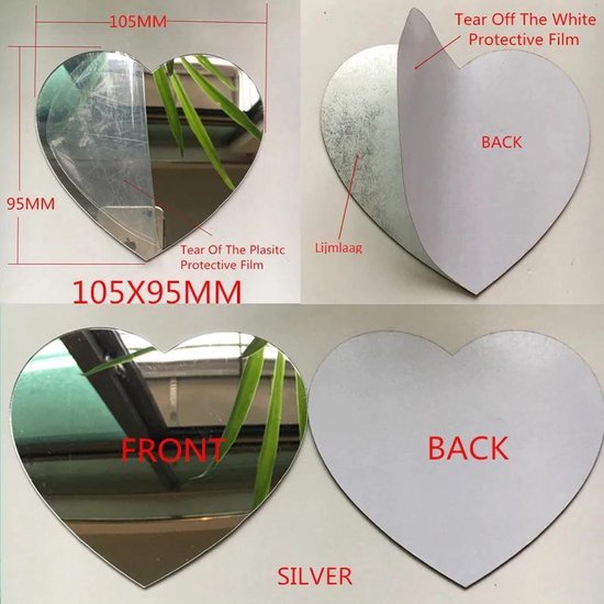 Mini plakspiegel hart - 10 cm - Acrylspiegel - Met lijmlaag aan bol.com