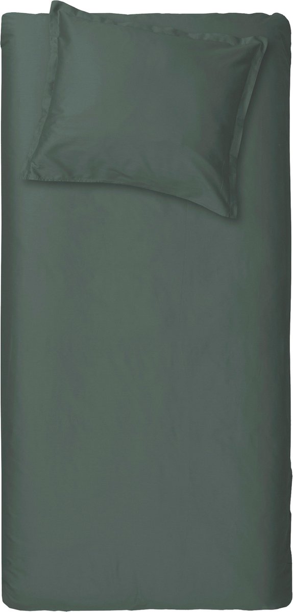 Cinderella Sundays Dekbedovertrek - 1 persoons - Satijn - 140x200/220 cm - Donker groen + 1 kussensloop 60x70 Green