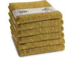 DDDDD - Bees - Keukendoek - Set van 6 - Keukenhanddoeken - 50x55cm - Geel