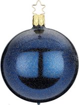 Twee Hippe Blauwe Kerstballen met Glitter Effect - Handgemaakt in Duitsland