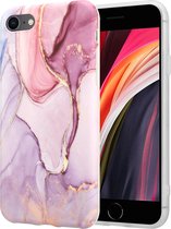 Purple Passion Marmer geschikt voor Apple iPhone 7/ 8 hoesje met camerabescherming - paars