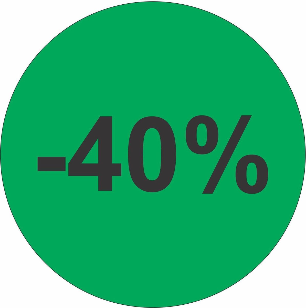 Promotie Stickers - Afprijs Stickers - -40% korting Sticker - Solden Stickers - 45 mm Groen - 200 st/rol