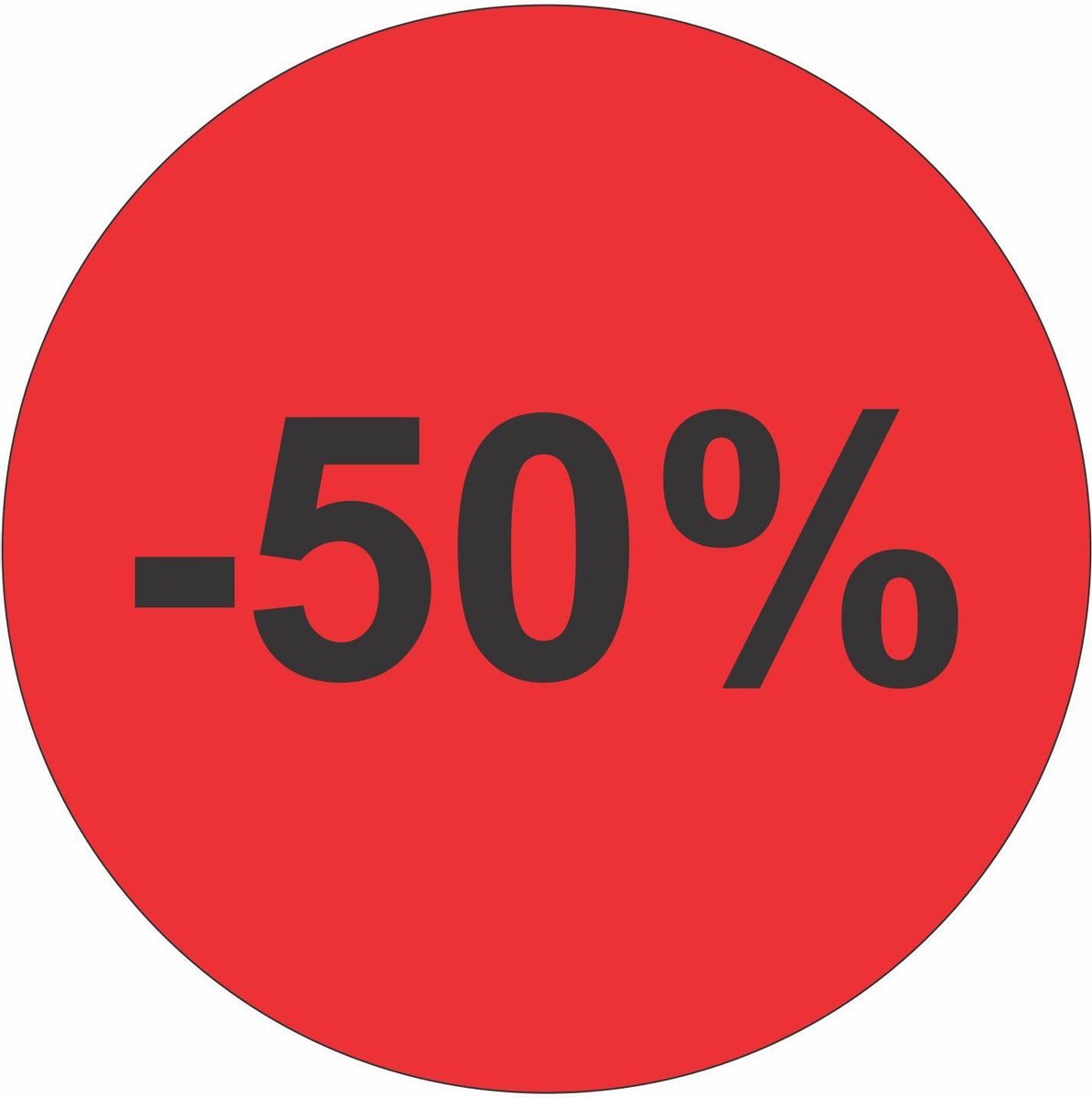 Promotie Stickers - Afprijs Stickers - -50% korting Sticker - Solden Stickers - 35 mm Rood - 300 st/rol