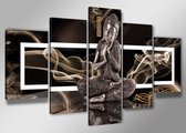 Schilderij - Boeddha, Bruin, 200X100cm, 5luik