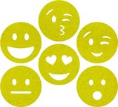Smileys  vilt onderzetters  - Lichtgroen - 6 stuks - ø 9,5 cm - Tafeldecoratie - Glas onderzetter - Cadeau - Woondecoratie - Tafelbescherming - Onderzetters voor glazen - Keukenben