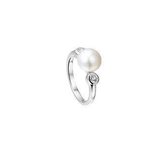 vDam Zilveren Ring met Parel en Zirkonia