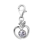 Quiges – 925 - Zilver – Charm - Bedel - Hanger - Appel Zirkonia - met – sterling - zilver - karabijnslot - geschikt - voor - Zinzi, Thomas – Sabo - Ti Sento - Bedelarmband HC234