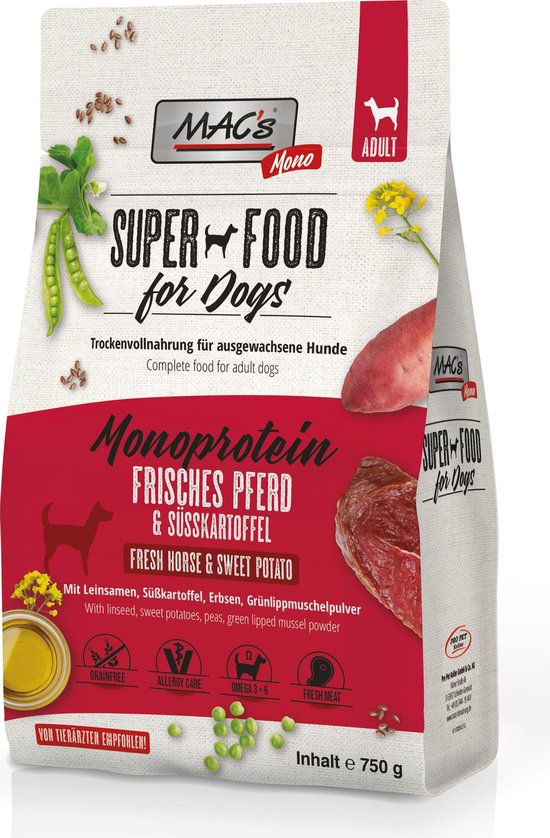 MAC's Superfood Hondenvoer Droogvoer - Hondenbrokken Mono Paard - 750g