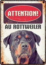 Plenty Gifts Panneau d'avertissement Chien Rottweiler 21 X 14 Cm Brun Acier (en)