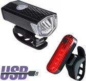 Fietslamp | Led| Set | Voorlicht | Achterlicht | Wit | Rood | USB oplaadbaar | Spatwaterdicht