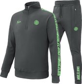 Malelions Sport Quarterzip Tracksuit - Antraciet/Neon Green - XL