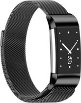 Milanees Smartwatch bandje - Geschikt voor  Fitbit Charge 2 Milanese band - zwart - Maat: S - Horlogeband / Polsband / Armband