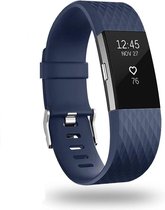 Siliconen Smartwatch bandje - Geschikt voor  Fitbit Charge 2 diamant silicone band - donkerblauw - Maat: S - Horlogeband / Polsband / Armband