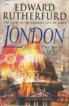 Boekomslag van 'London' van Edward Rutherfurd, met de koepel van St. Paul's Cathedral in vlammen.