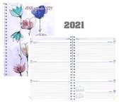 Bureau-agenda 2021 - Castelli - H77 - JEKA - spiraal - Lila - Pastel - Bloemen