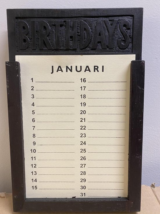 Post impressionisme Dankbaar esthetisch Woodart houten verjaardagskalender 28 cm zwart/bruin met losse vellen  kalender verjaardag | bol.com