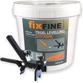 Fixfine Tegel Levelling Starter Set - 100 stuks - 1mm Clips, Keggen en Tang - Emmer van 10 Liter - Geschikt voor Tegels van 3 tot 13mm Dikte