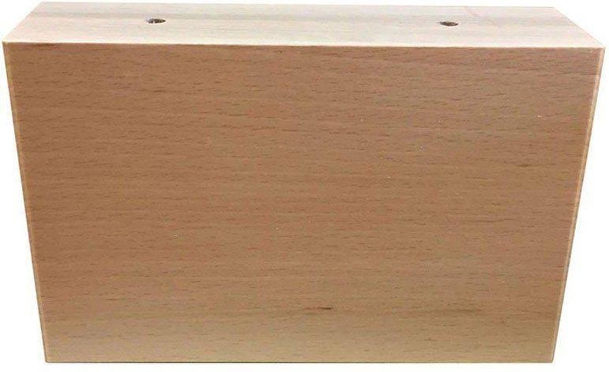 Rechthoekige blanke houten meubelpoot 9 cm