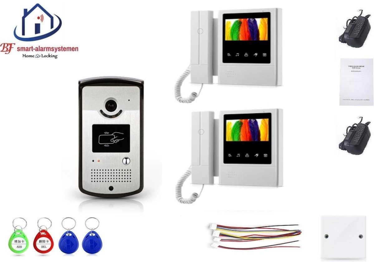 Home-Locking videofoon met 2 binnen panelen.DT-2202-1-2