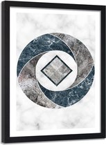 Foto in frame Geometrie in marmer, 80x120, blauw/wit, Premium print