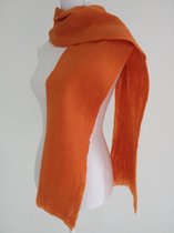 Handgemaakte, gevilte sjaal van 100% merinowol - Mix van verschillende tinten Oranje - 192 x 20 cm. Stijl open gevilt.