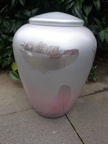 Urn - Glas - Grijs/Roze - Mat - Veren - Urn voor as - 4 liter