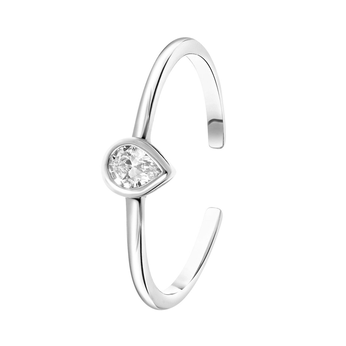 Verstelbare Zilverkleurige Ring met Rood Hartje