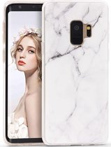 Samsung Galaxy S9 hoesje - Wit / Zwart - Marmer - Soft TPU