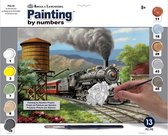 Schilderen Op Nummer Volwassenen   -  Volledig Pakket met Stevig Canvas Bord    -  Paint By Number    - Hobby  - Voertuigen -  Klassieke Stoomlocomotief  - 28,6x39cm