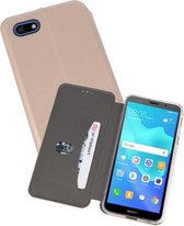 Slim Folio Case - Book Case Telefoonhoesje - Folio Flip Hoesje - Geschikt voor Huawei Y5 Lite / Y5 Prime 2018 - Goud