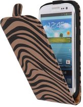 Zebra Flipcase Hoesjes Geschikt voor Samsung Galaxy S3 i9300 Grijs