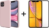 iPhone 12 mini hoesje roze siliconen case apple - Full Cover - 1x iPhone 12 mini Screen Protectors