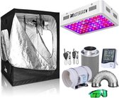 Mastergrow Professionele Kweekset - 120x120x200cm Kweektent - Dubbele bodem - Snelle Groei - Hoge kwaliteit - 1200W Groeilamp - LED - Complete Kweekset - Zwart