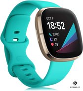 Strap-it Siliconen smartwatch bandje - geschikt voor Fitbit Sense / Sense 2 / Versa 3 / Versa 4 - aqua - Maat: Maat L
