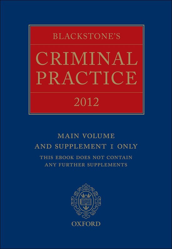 Blackstone's Criminal Practice 2012 (book only) - cover