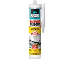 Bison Super Silicone Kitchen transparant koker 300 ml, siliconenkit, keuken, voegen, hygiënisch, slijtvast en temperatuurbestendig van -50°C tot +120°C