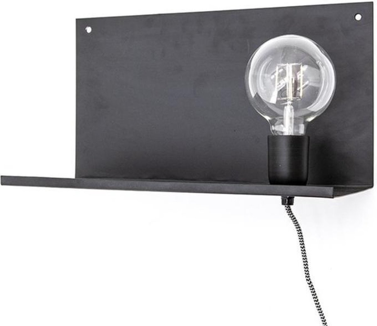 Industriële wandplank met lamp Wandplank Wandrek